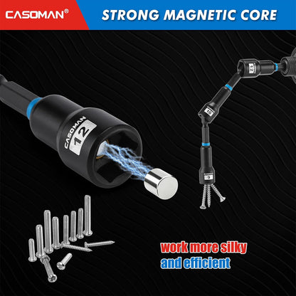 55-Piece Magnetic Nut Driver Set for Impact Drill, Deep & Shallow, Metric & SAE, Includes Screwdriver Bits, Bit Extension Bar, Socket Adapters & Wing Nut Driver